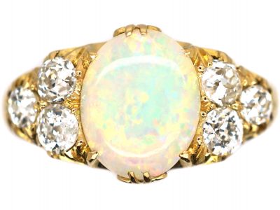 Edwardian 18ct Gold Opal & Diamond Ring