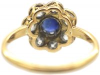 Edwardian 18ct Gold & Platinum, Sapphire & Diamond Cluster Ring