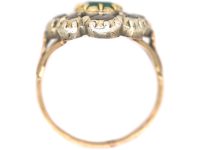 Large French Early 19th Century Emerald & Rose Cut Diamond Cluster Ring