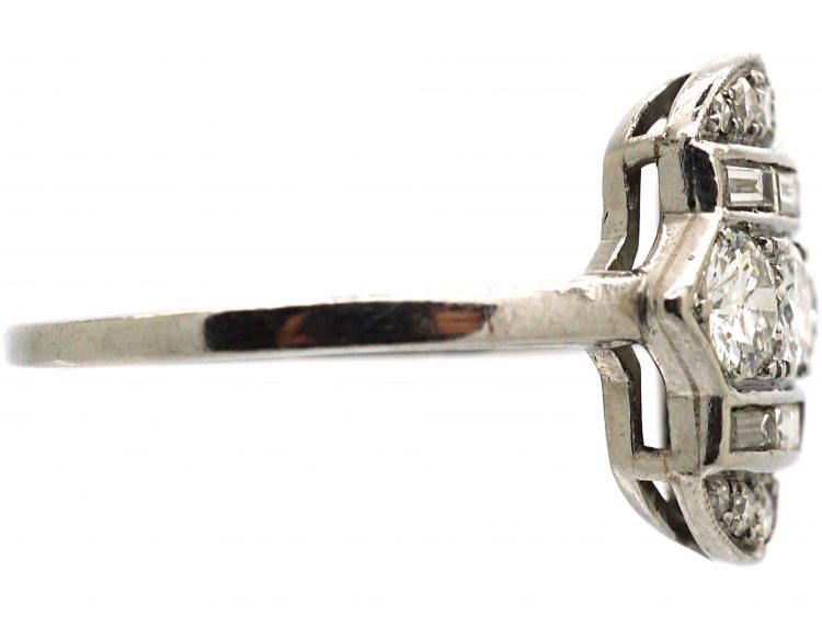 Art Deco Platinum, Diamond Geometric Ring