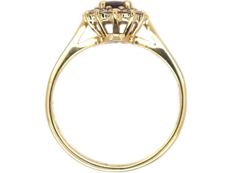 9ct Gold Ruby & Diamond Oval Cluster Ring