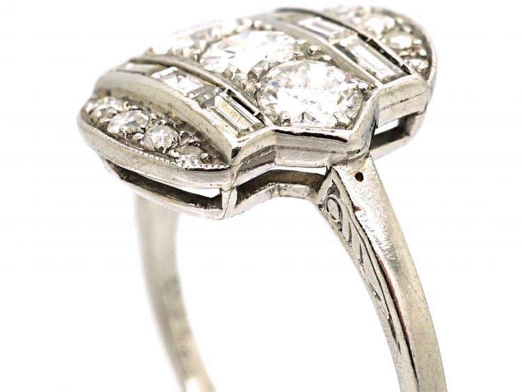 Art Deco Platinum, Diamond Geometric Ring