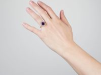 18ct White Gold, Amethyst & Diamond Oval Cluster Ring