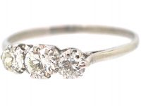 Art Deco Platinum & Three Stone Diamond Ring