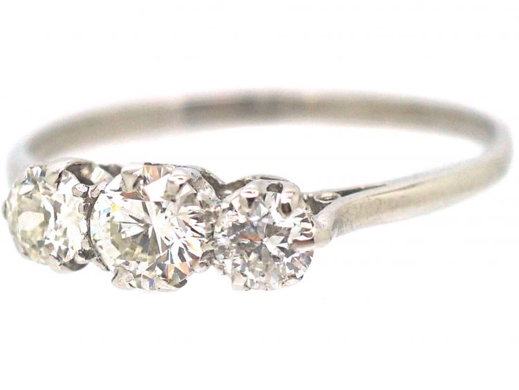 Art Deco Platinum & Three Stone Diamond Ring