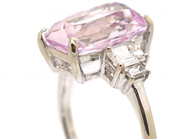 18ct White Gold, Kunzite & Diamond Ring