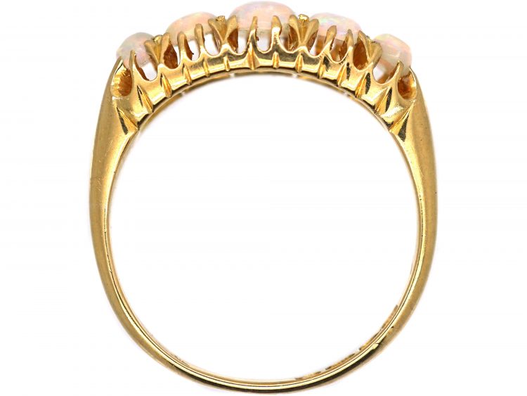 Edwardian 18ct Gold Five Stone Opal Ring