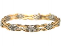 Edwardian 15ct Gold & Platinum Two Colour Gate Bracelet