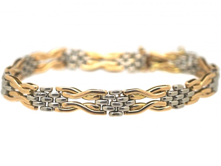 Edwardian 15ct Gold & Platinum Two Colour Gate Bracelet