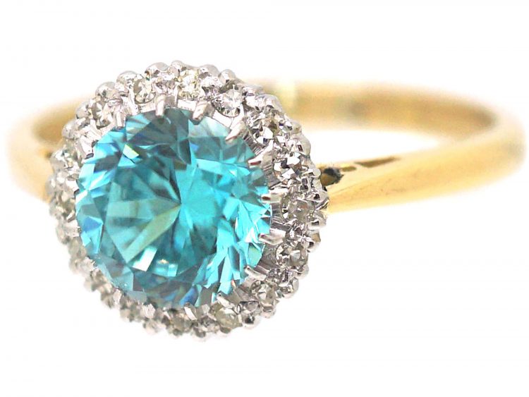 18ct Gold & Platinum, Diamond & Zircon Cluster Ring