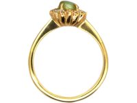 Edwardian 18ct Gold, Cat's Eye Chrysoberyl & Diamond Cluster Ring