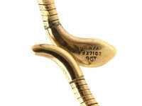 9ct Gold Snake Bangle with Green Garnet Eyes