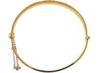 Edwardian 9ct Gold Engraved Bangle