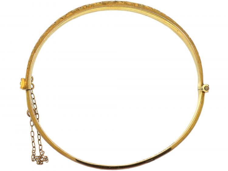 Edwardian 9ct Gold Engraved Bangle