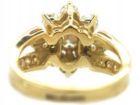 French 18ct Gold Diamond Cluster Ring with Split Shoulders set with Diamonds