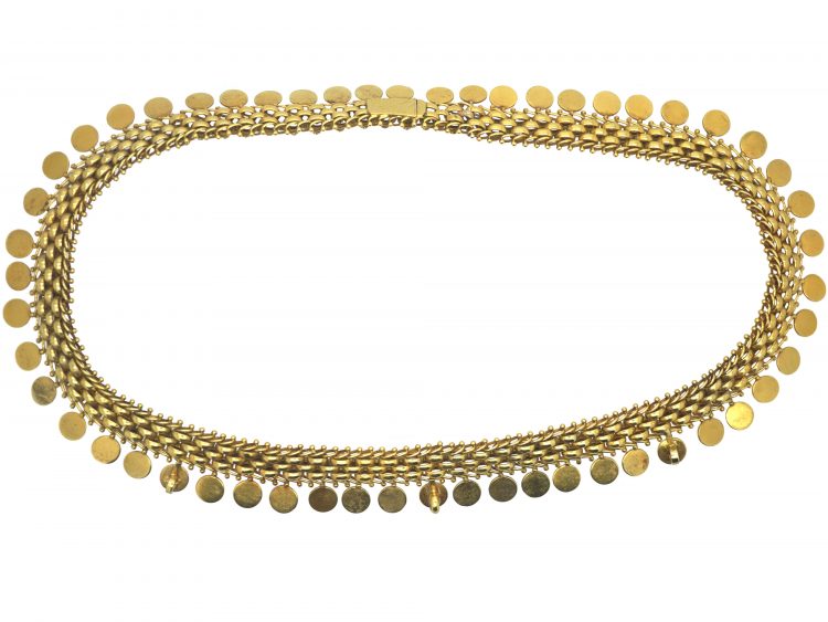 Victorian 15ct Gold Collar with Disc Drops