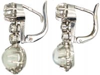French Belle Epoque Diamond & Moonstone Drop Earrings