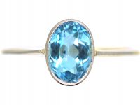 Art Deco 18ct Gold & Platinum, Aquamarine Ring