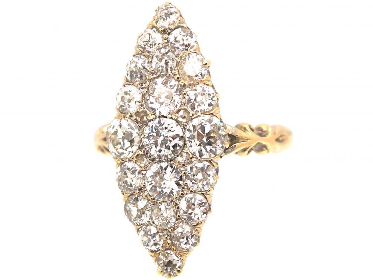 Victorian 18ct Gold, Marquise Shaped Diamond Ring