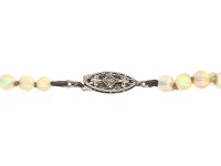 Edwardian Opal Necklace with 9ct White Gold & Rose Diamond Clasp