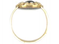 Georgian 18ct Gold, Cabochon Garnet & Natural Split Pearl Swivel Mourning Ring