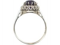 18ct White Gold, Amethyst & Diamond Oval Cluster Ring