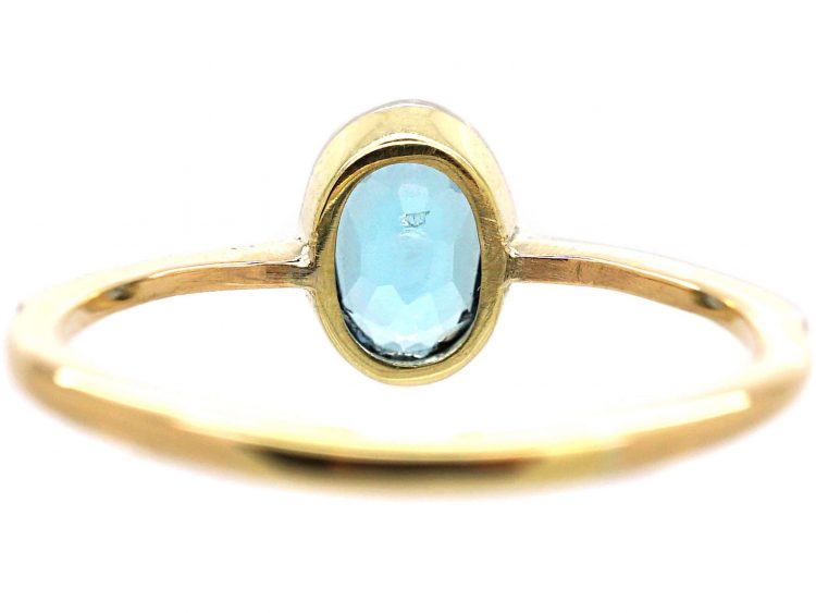 Art Deco 15ct Gold & Platinum, Aquamarine Ring