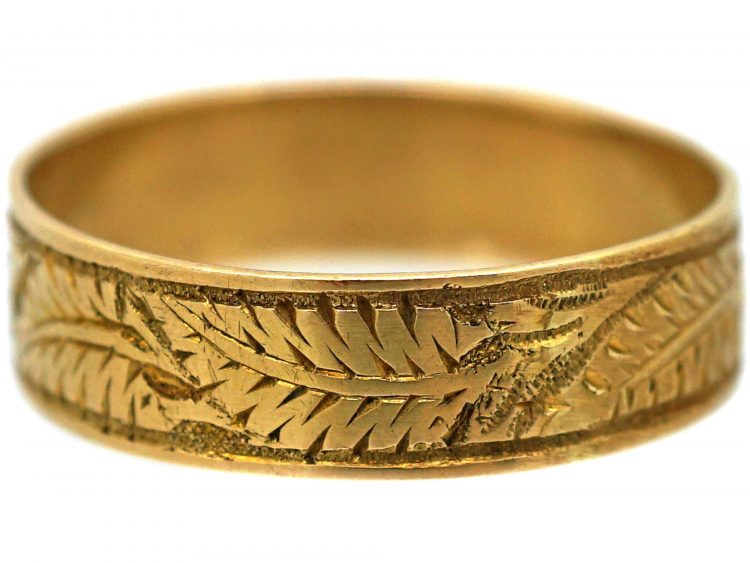 Victorian 18ct Gold Wedding Ring with Fern & Ivy Motifs