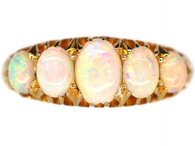 Edwardian 18ct Gold Five Stone Opal Ring