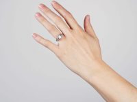 Art Deco Platinum, Solitaire Diamond Ring with Diamond Set Shoulders