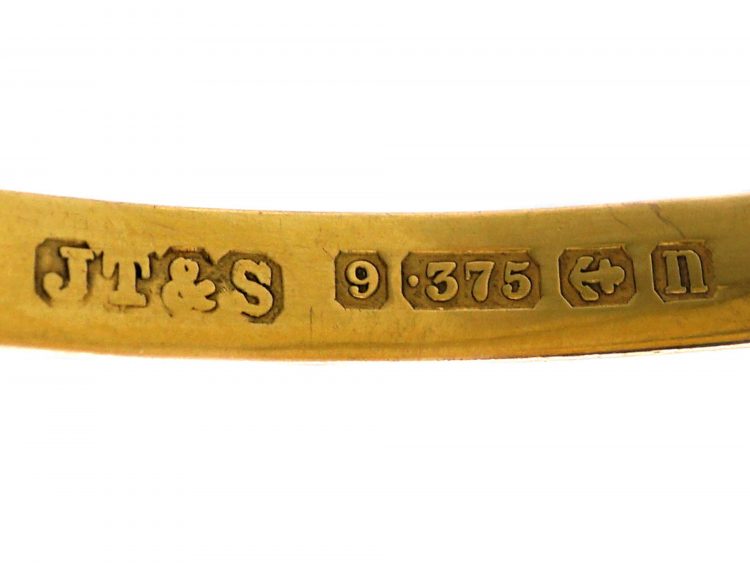 Edwardian 9ct Gold Engraved Bangle