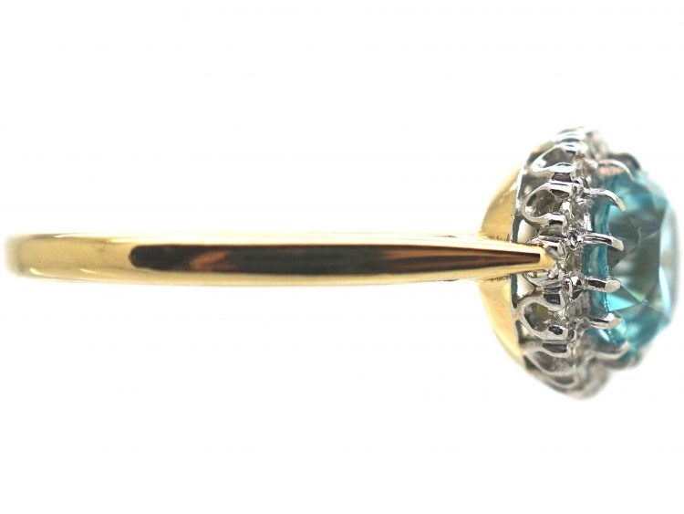 18ct Gold & Platinum, Diamond & Zircon Cluster Ring