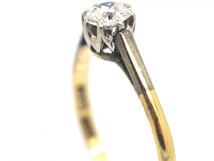 Art Deco 18ct Gold & Platinum, Diamond Solitaire Ring