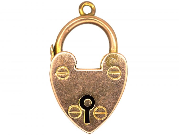 Edwardian 9ct Gold Heart Shaped Padlock
