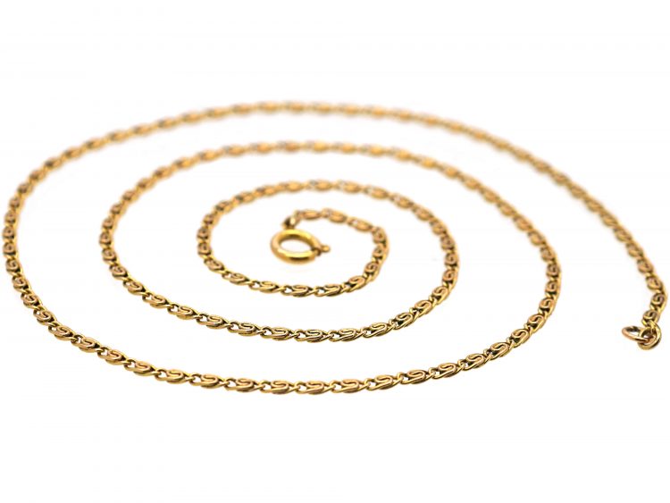 Edwardian 9ct Gold Flat Coiled Link Chain