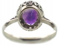 18ct White Gold, Amethyst & Diamond Oval Cluster Ring
