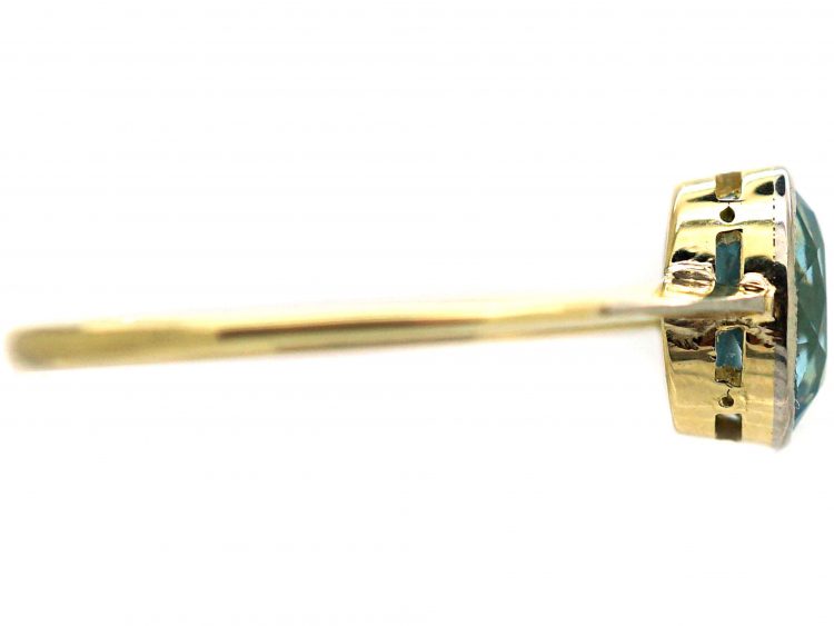 Art Deco 18ct Gold & Platinum, Aquamarine Ring