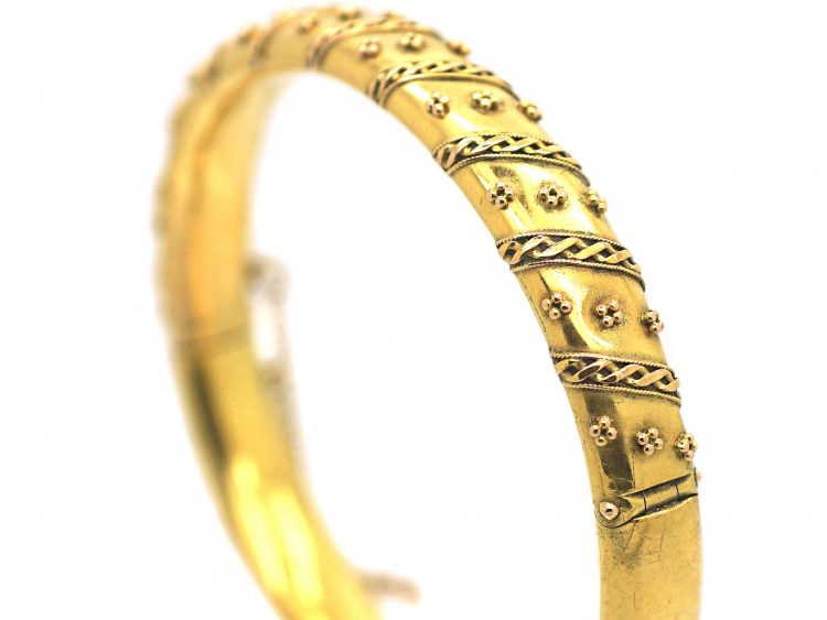 Victorian 15ct Gold Bangle with Applied Decoration