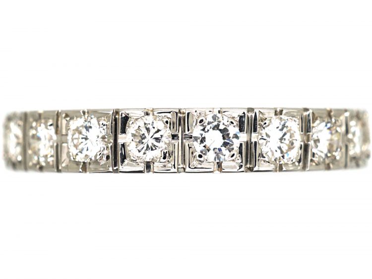 Art Deco French 18ct White Gold & Diamond Eternity Ring