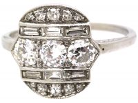 Art Deco Platinum, Diamond Geometric Ring