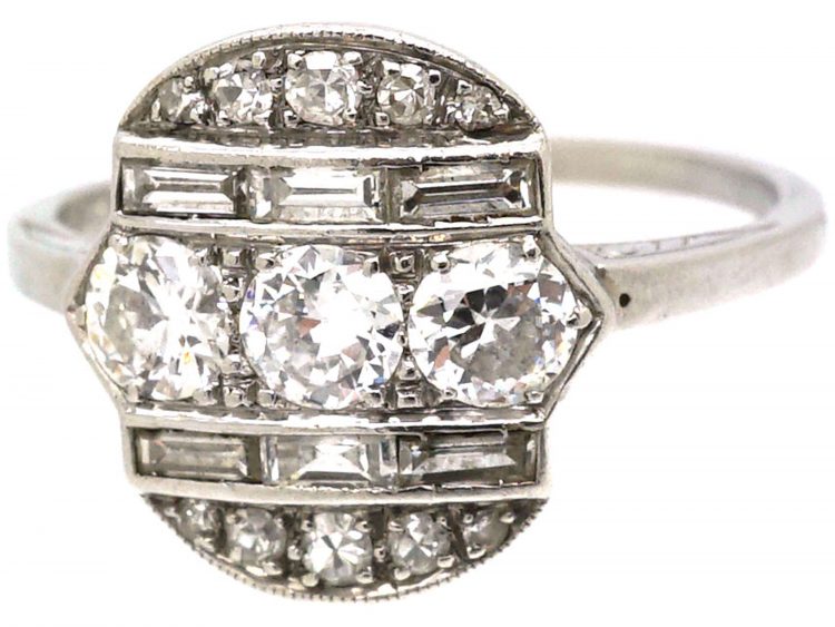 Art Deco Platinum, Diamond Geometric Ring