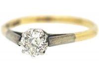Art Deco 18ct Gold & Platinum, Diamond Solitaire Ring