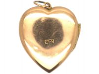 Edwardian 9ct Gold Heart Shaped Locket set with a Garnet & Natural Split Pearls