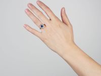 Edwardian 18ct Gold & Platinum, Sapphire & Diamond Cluster Ring