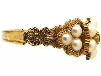 Regency 15ct Gold, Natural Split Pearl & Emerald Cluster Ring