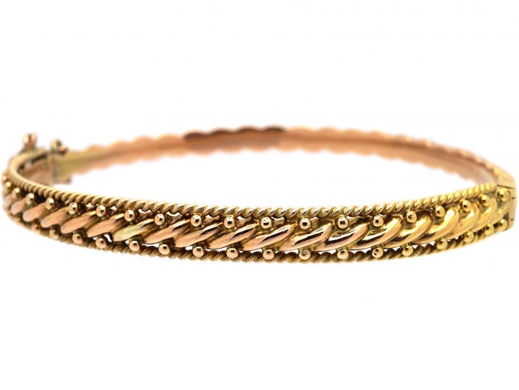 Victorian 9ct Gold Woven Design Bangle