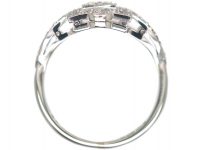 Art Deco Platinum & 18ct White Gold Square Cluster Ring with Entwined Shoulders