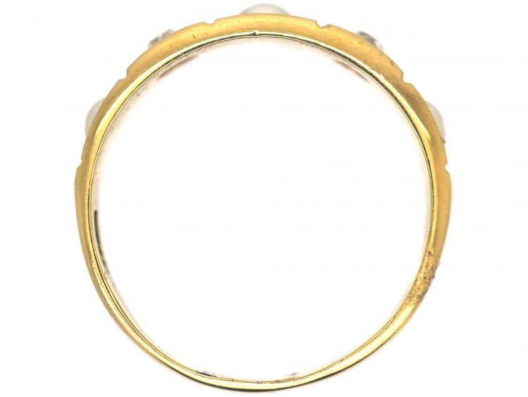 Victorian 18ct Gold Natural Split Pearl & Diamond Ring