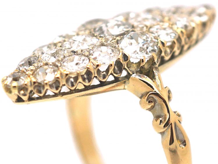 Victorian 18ct Gold, Marquise Shaped Diamond Ring