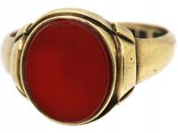 Victorian 9ct Gold & Carnelian Signet Ring